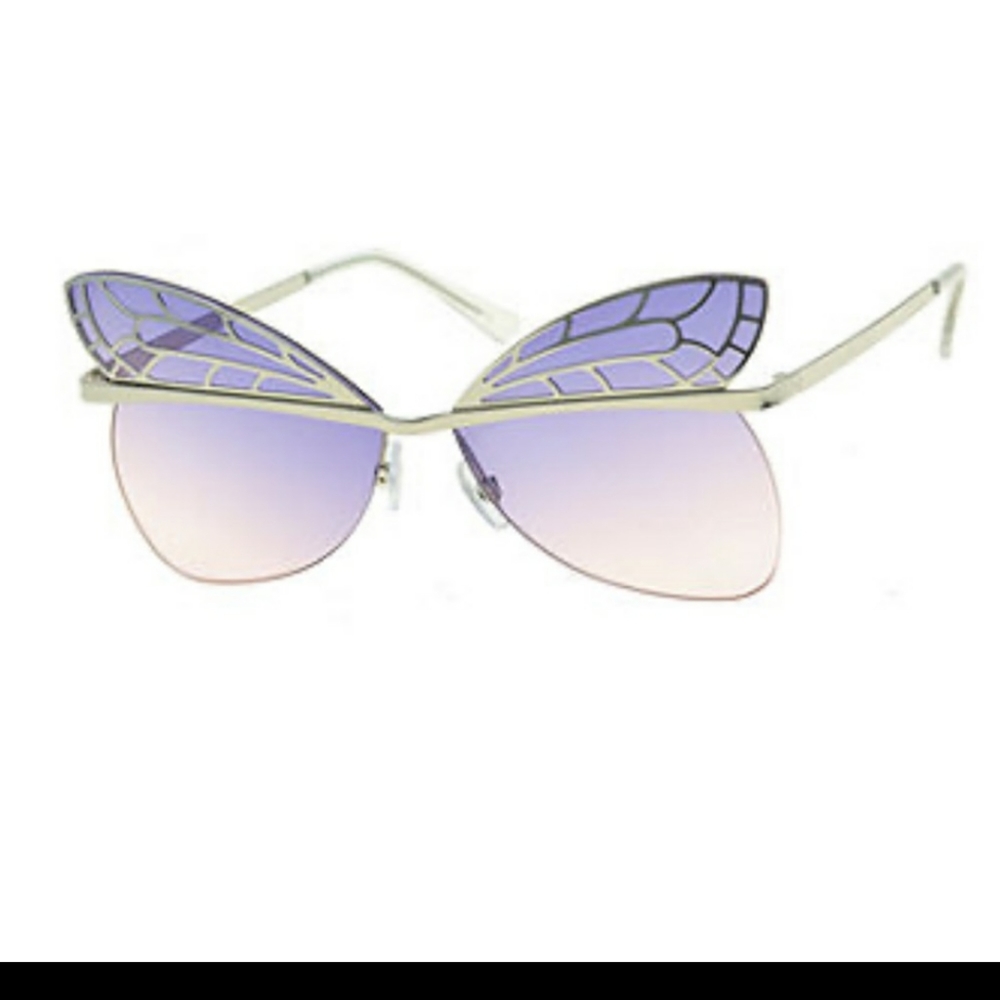 NWT Silver/Purple Butterfly Sunglasses